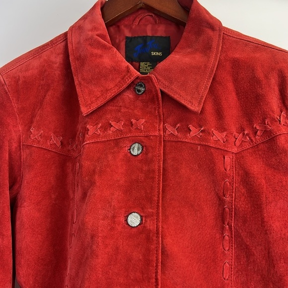 Jou Jou Skins Candy Red Leather Western Jacket Women’s Size L - Picture 6 of 10